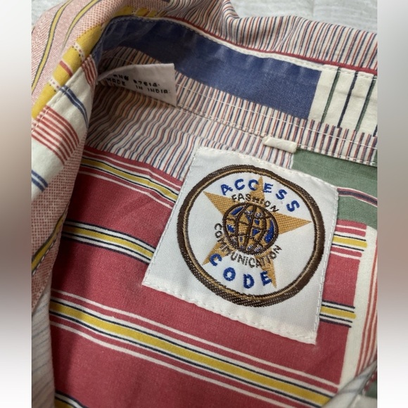 Vintage Access Code Fashion Communication Button Down Plaid Madras top Woman L - Picture 2 of 12